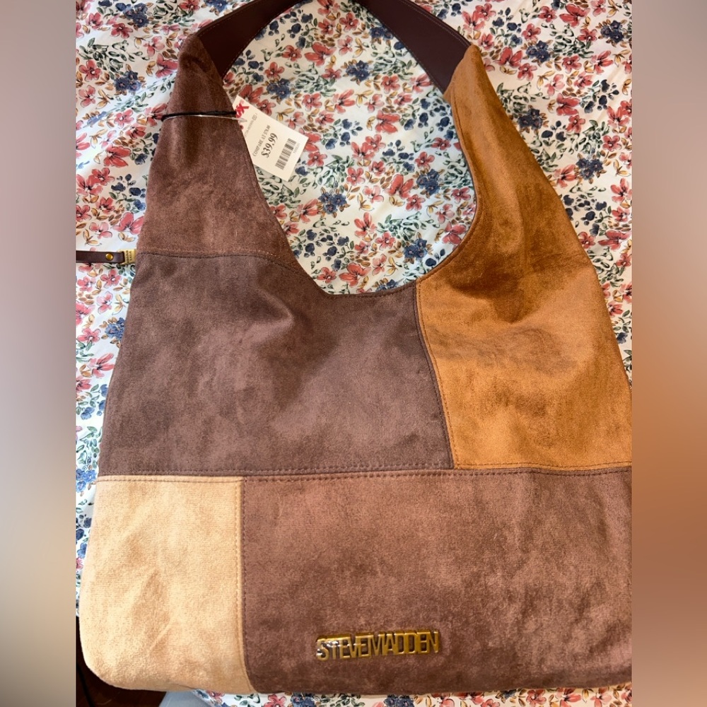 Brand New Steve Madden Brown Patchwork Shoulder Bag